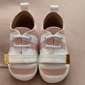 Buscemi Pink and White Baby Walker Shoes